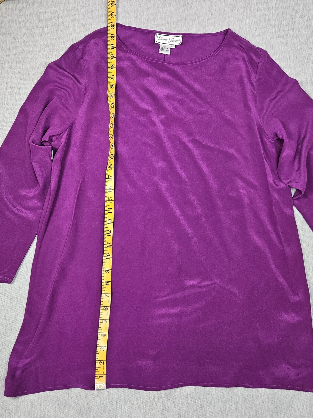VTG 90s Diane Gilman 100% Silk Tunic Blouse L NWT Purple - Picture 7 of 8